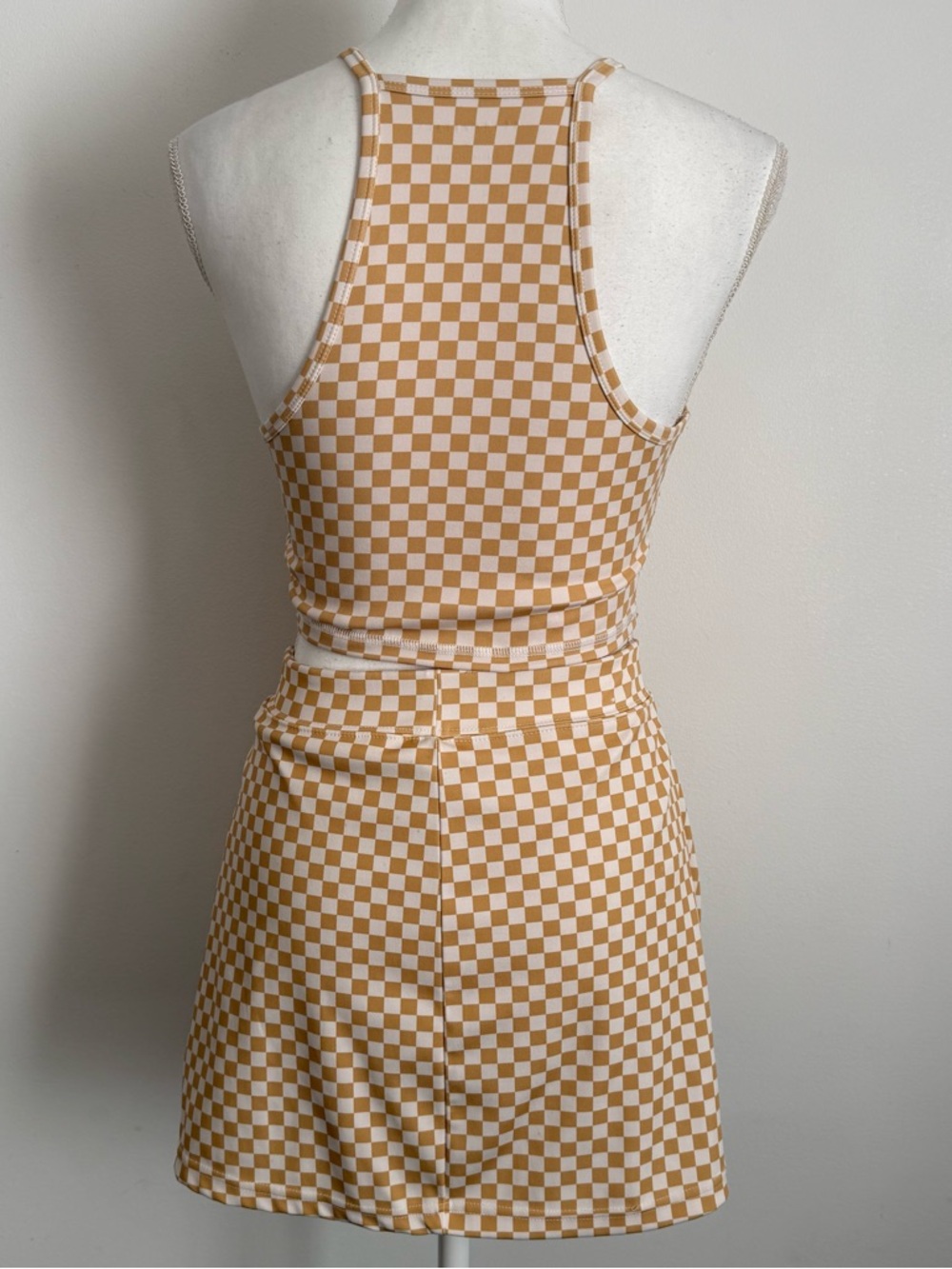 Aeropostale Checkerboard 2 Piece Tennis Skort/Tank Tan White Size Medium - Picture 3 of 11